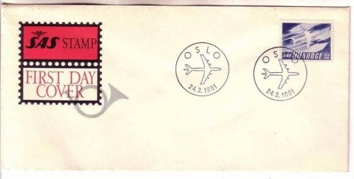 NORWEGEN MI-NR. 451 FDC NORDEN 1961 TAG DES NORDENS FLUGZEUG