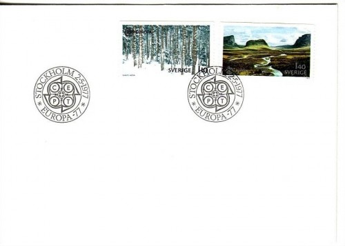SCHWEDEN MI-NR. 989-990 FDC EUROPA 1977 - LANDSCHAFTEN WALD