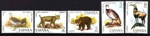 SPANIEN MI-NR. 1931-1935 POSTFRISCH(MINT) IBERISCHE TIERWELT GROSSTRAPPE FUCHS BRAUNBÄR ROTHUHN STEINBOCK