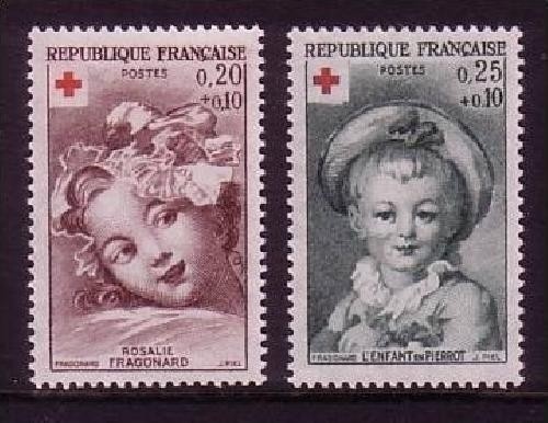 FRANKREICH MI-NR. 1418-1419 POSTFRISCH ROTES KREUZ 1962