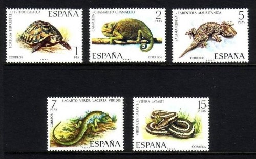 SPANIEN MI-NR. 2087-2091 POSTFRISCH(MINT) REPTILIEN SCHILDKRÖTE CHAMÄLEON EIDECHSE GECKO OTTER