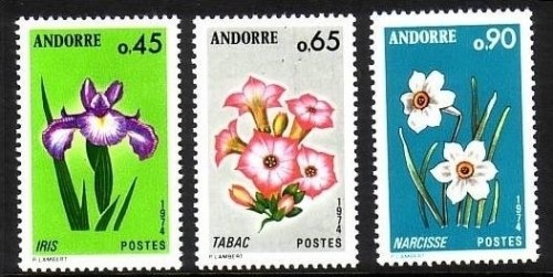 FRANZÖSISCH ANDORRA MI-NR. 255-257 POSTFRISCH(MINT) BLUMEN 1974 LILIE TABAK NARZISSE