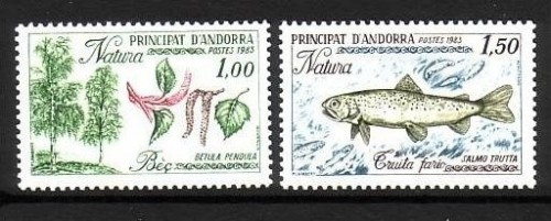 ANDORRA FRANZÖSISCH MI-NR. 332-333 POSTFRISCH(MINT) NATURSCHUTZ 1983 BIRKE FORELLE
