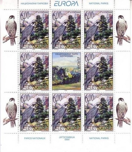 JUGOSLAWIEN MI-NR. 2910-2911 POSTFRISCH(MINT) KLEINBOGENSATZ EUROPA 1999 FALKE NATUR- und NATIONALPARKS