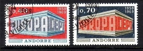 FRANZÖSISCH ANDORRA MI-NR. 214-215 GESTEMPELT(USED) EUROPA 1969