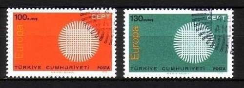 TÜRKEI MI-NR. 2179-2180 GESTEMPELT(USED) EUROPA 1970 SONNENSYMBOL