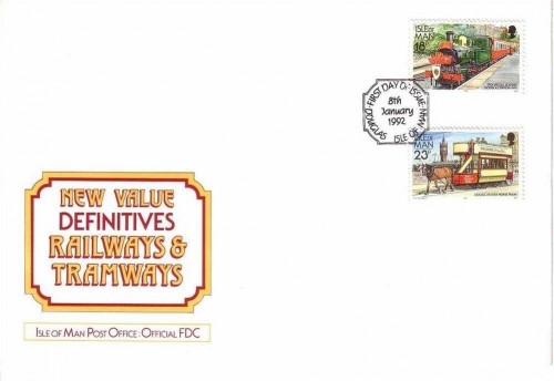 INSEL MAN MI-NR. 490-491 FDC STRASSENBAHN und EISENBAHN 1992