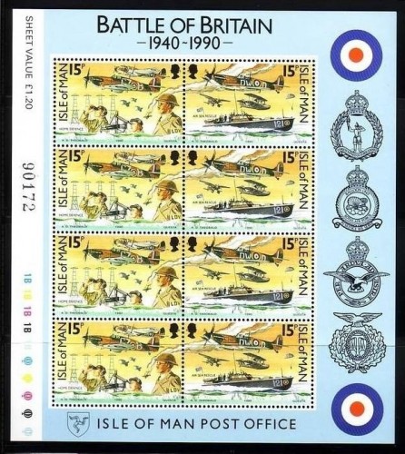 INSEL MAN MI-NR. 442-447 POSTFRISCH(MINT) KLEINBOGENSATZ LUFTSCHLACHT UM ENGLAND 1990 FLUGZEUGE