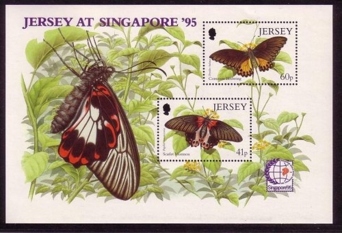 JERSEY BLOCK 11 POSTFRISCH(MINT) SCHMETTERLINGE BUTTERFLIES SINGAPORE `95