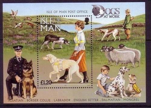 INSEL MAN BLOCK 27 POSTFRISCH DOGS AT WORK HUNDE 1996