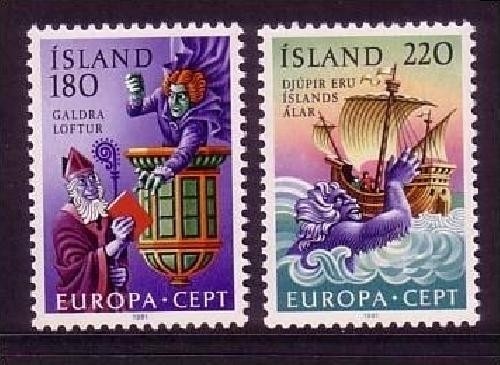 ISLAND MI-NR. 565-566 POSTFRISCH(MINT) EUROPA 1981 FOLKLORE MÄRCHEN SCHIFF
