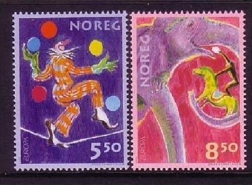 NORWEGEN MI-NR. 1446-1447 POSTFRISCH(MINT) EUROPA 2002 ZIRKUS CLOWN ELEFANTENDRESSUR