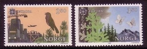 NORWEGEN MI-NR. 946-947 POSTFRISCH(MINT) EUROPA 1986 NATUR- und UMWELTSCHUTZ VOGEL SCHMETTERLING