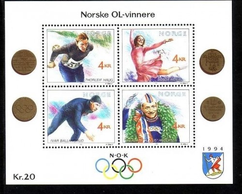 NORWEGEN BLOCK 14 POSTFRISCH(MINT) OLYMPIADE LILLEHAMMER 1994 SKILANGLAUF EISKUNSTLAUF