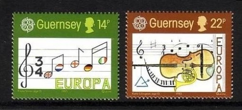 GUERNSEY MI-NR. 322-323 POSTFRISCH EUROPA 1985 JAHR DER MUSIK