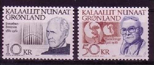 GRÖNLAND MI-NR. 221-222 POSTFRISCH(MINT) PERSÖNLICHKEITEN 1991 JONATHAN PETERSEN HANS LYNGE