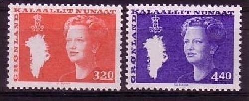 GRÖNLAND MI-NR. 189-190 POSTFRISCH(MINT) KÖNIGIN MARGRETHE II. 1989