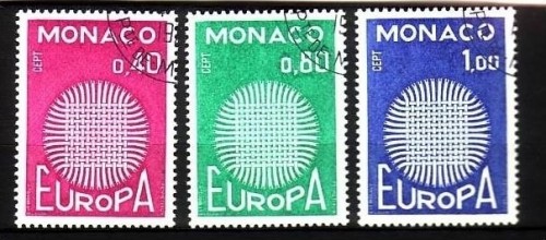 MONACO MI-NR. 977-979 GESTEMPELT EUROPA 1970 SONNENSYMBOL