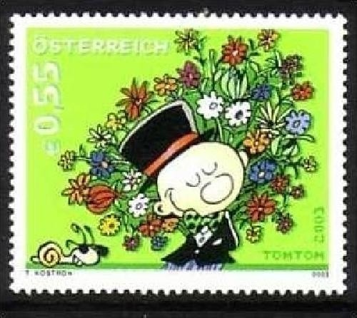 ÖSTERREICH MI-NR. 2444 POSTFRISCH(MINT) " TOMTOM MIT BLUMENSTRAUSS " von THOMAS KOSTRON