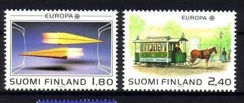FINNLAND MI-NR. 1051-1052 POSTFRISCH EUROPA 1988 TRANSPORTMITTEL PFERDE-STRASSENBAHN