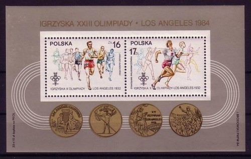 POLEN BLOCK 94 POSTFRISCH(MINT) OLYMPISCHE SPIELE LOS ANGELES 1984