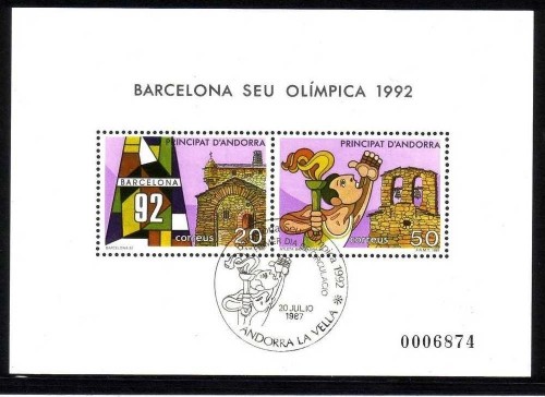 ANDORRA SPANISCH BLOCK 2 GESTEMPELT(USED) OLYMPISCHE SPIELE IN BARCELONA 1992