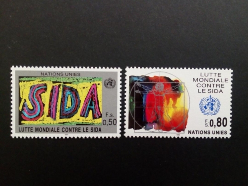 UNO GENF MI-NR. 184-185 POSTFRISCH WELTWEITE AIDS BEKÄMPFUNG 1990