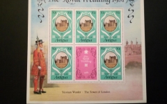 ANTIGUA MI-NR. 628-630 C POSTFRISCH(MINT) KLEINBOGENSATZ PRINZ CHARLES UND DIANA HOCHZEIT 1981