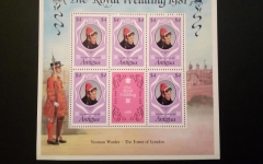 ANTIGUA MI-NR. 628-630 C POSTFRISCH(MINT) KLEINBOGENSATZ PRINZ CHARLES UND DIANA HOCHZEIT 1981