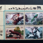UNO New York MI-NR 856-859 postfrisch Gefärdete Arten (IX) 2001 Vogel Affe Echse