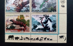 UNO New York MI-NR 856-859 postfrisch Gefärdete Arten (IX) 2001 Vogel Affe Echse