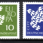 DEUTSCHLAND MI-NR. 367-368 x v POSTFRISCH(MINT) EUROPA 1961 TAUBE GERIFFELTER GUMMI
