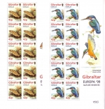 GIBRALTAR MI-NR. 852-855 POSTFRISCH(MINT) KLEINBOGENSATZ EUROPA 1999 AFFE FISCH EISVOGEL GRASMÜCKE