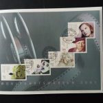 DEUTSCHLAND MH 46 GESTEMPELT(USED) WOHLFAHRTSMARKEN 2001 FILMSCHAUSPIELER CHAPLIN MONROE GABIN
