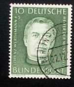 DEUTSCHLAND MI-NR. 201 GESTEMPELT(USED) WOHLFAHRT 1954 LORENZ WERTHMANN GRÜNDER DER CARITAS THEOLOGE