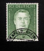 DEUTSCHLAND MI-NR. 201 GESTEMPELT(USED) WOHLFAHRT 1954 LORENZ WERTHMANN GRÜNDER DER CARITAS THEOLOGE