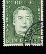 DEUTSCHLAND MI-NR. 201 GESTEMPELT(USED) WOHLFAHRT 1954 LORENZ WERTHMANN GRÜNDER DER CARITAS THEOLOGE