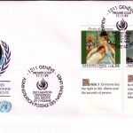 UNO GENF MI-NR. 180-181 3 FDC MENSCHENRECHTE 1989 STATUE GEMÄLDE