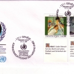 UNO GENF MI-NR. 180-181 3 FDC MENSCHENRECHTE 1989 STATUE GEMÄLDE