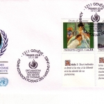 UNO GENF MI-NR. 180-181 3 FDC MENSCHENRECHTE 1989 STATUE GEMÄLDE