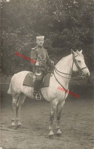 Foto-AK 1.WK Deutscher Soldat mit Fanfare Sächs. Ulanen-Regiment. No.18. Leipzig