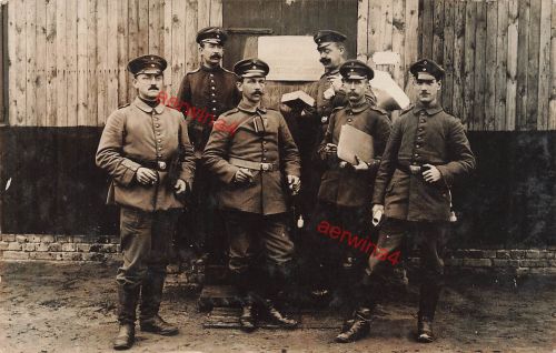 Foto-AK 1.WK Deutsche Soldaten Schreibstube Kompanieführer Munster Lager