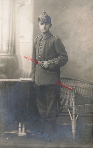 Fotokarte 1.WK Portrait deutscher Soldat Pickelhaube Preussen