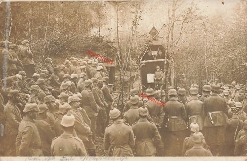 Fotokarte 1.WK deutsche Soldaten beim Feldgottesdienst Argonnen Frankreich