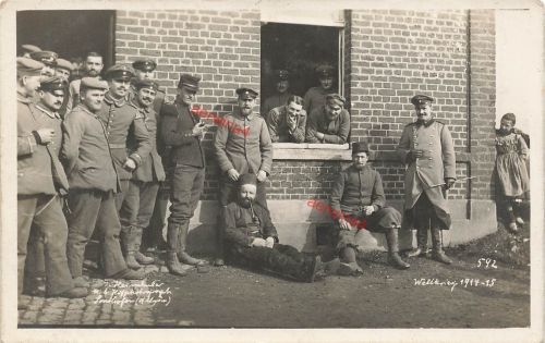 Fotokarte 1.WK deutsche Soldaten mit gefangenen Franzosen Sonthofen Allgäu