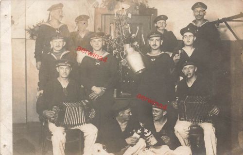 Fotokarte 1.WK deutsche Matrosen 1. Matrosen Division Weihnachten