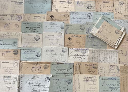 Lot / Konvolut 50 Feldpost Briefe 1.WK Feldpostkarten Stempel