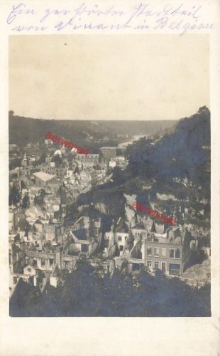 Foto-AK 1.WK zerstörter Stadtteil von Dinant Maas Belgien