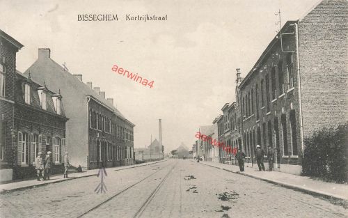 AK 1.WK Kortrijkstraat in BISSEGHEM Kortrijk Flandern Belgien 1917