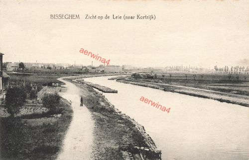 AK 1.WK BISSEGHEM Kortrijk mit Fluß Leie Flandern Belgien 1917